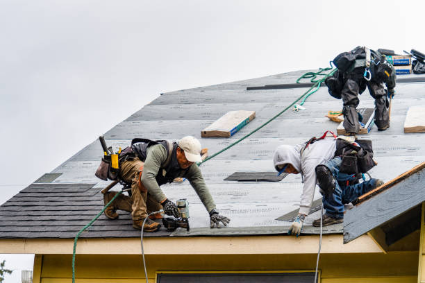 Professional Gutter Installation technician working in Canton Center, CT